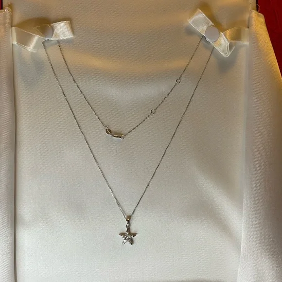 Diamond Star Necklace Dazzling 14k White Gold - Picture 3 of 6